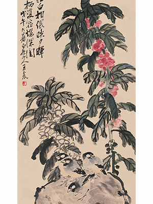 王震 《凤仙花小鸟》