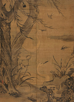 王渊 《柳塘驾鹅图》