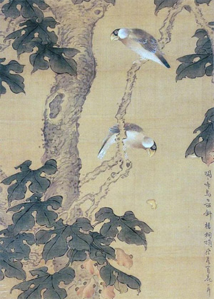 王师子 《梧桐蜡嘴雀》