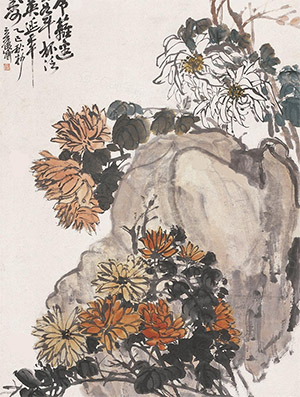 吴昌硕 《陶令篱边菊》