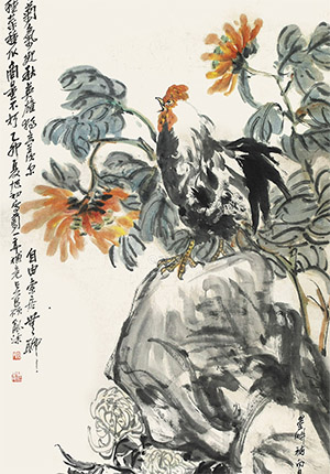 吴昌硕 《葵花雄鸡》