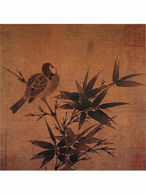 吴炳 《竹雀图》