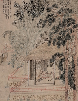 钱榖 《竹亭对棋图》