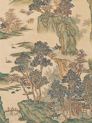 钱杜 《远峦溪谷渔父忙》