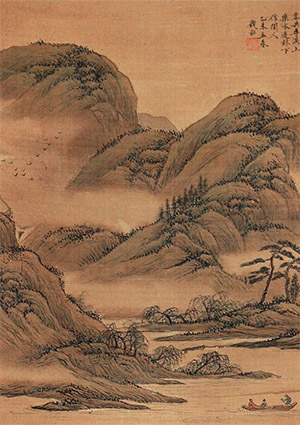 钱杜 《苍苔白石水粼粼》