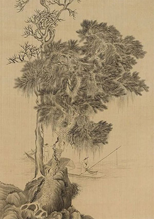 钱杜 《秋江独钓》