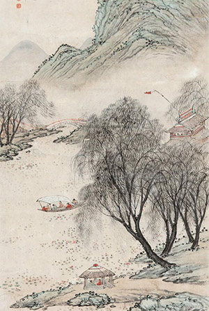 钱杜 《柳溪画舫》