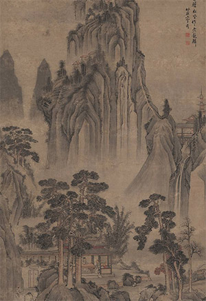 上官周 《闭门著书图》