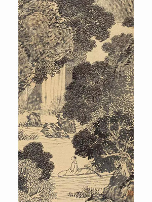 沈周 《飞泉高泻片云开》