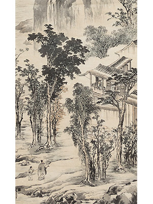 沈周 《江村来客》