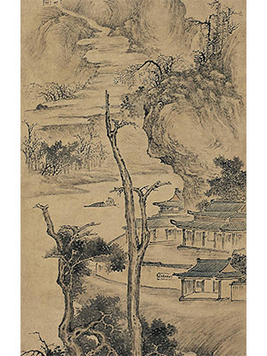上睿 《秋山萧寺图》