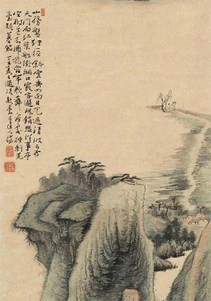 石涛 《山势盘纡一径斜》