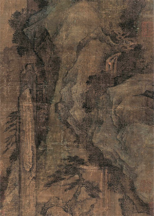 盛懋 《荒崖飞瀑》