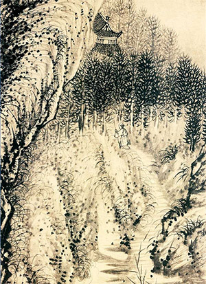 石涛 《荒径通精舍》