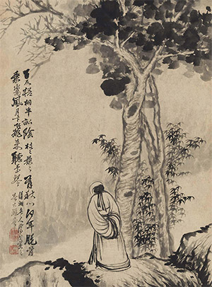 石涛 《桐荫觅句》