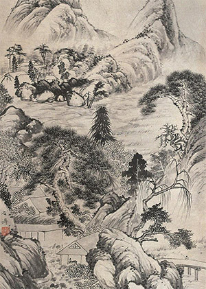石涛 《山麓村居》