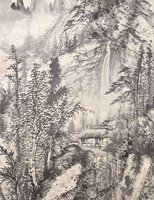 石涛 《深林飞瀑》