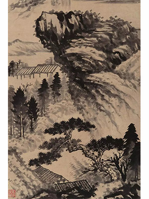 石涛 《深谷风雨》