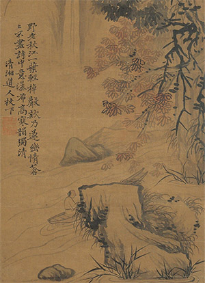 石涛 《野老秋江一叶轻》
