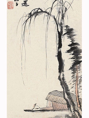 石涛 《柳溪泛舟》