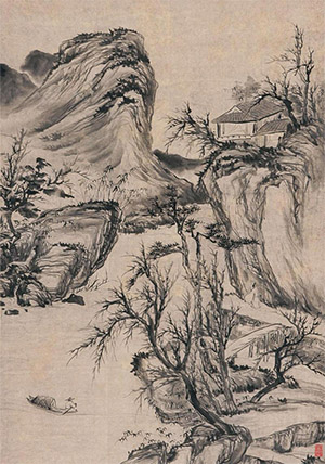 石涛 《霜林扶杖》