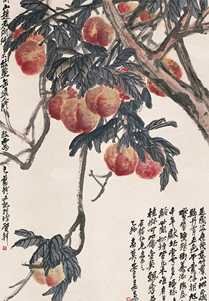 吴昌硕 《芝兰寿桃》