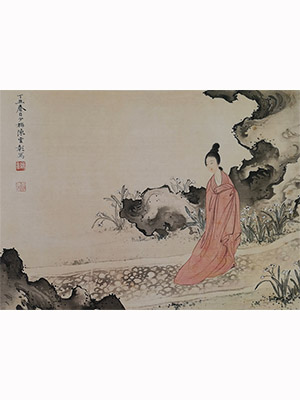 陈少梅 《红衣仕女》