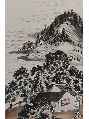 齐白石 《秋山读书》