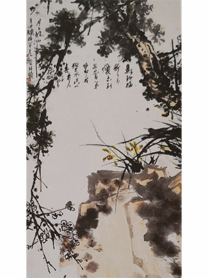 潘天寿 《梅兰夜色》