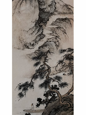 陈少梅 《松崖轻舟》