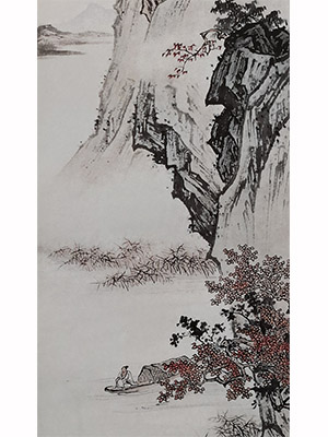陈少梅 《秋山放艇》卷