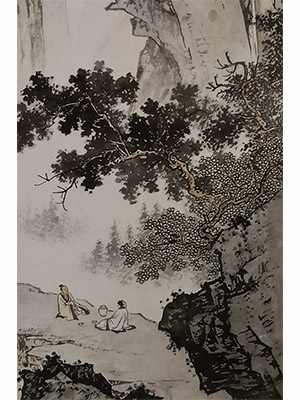 陈少梅 《山间对饮》