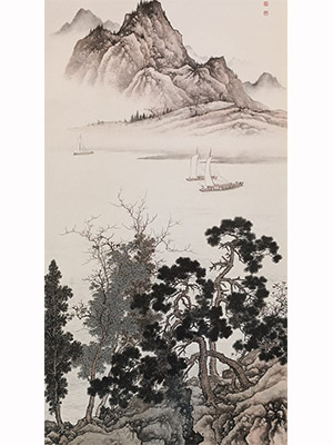陈少梅 《江阔帆影》