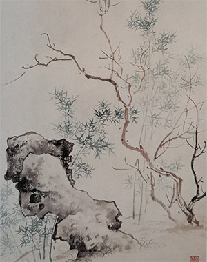 陈少梅 《枯木竹石》