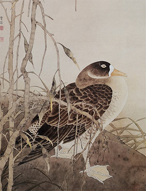 陈少梅 《寒汀孤雁》