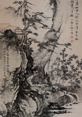 陈少梅 《听松听泉》