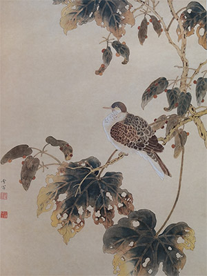 陈少梅 《秋桐斑鸠》