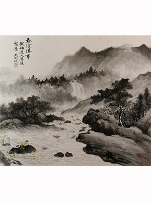 吴湖帆 《春荫瀑布》