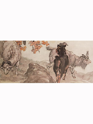 刘奎龄 《三羊图》卷