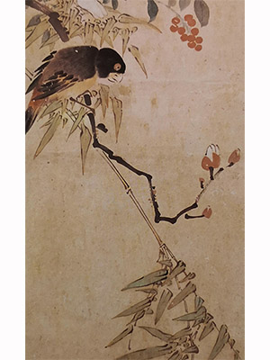 居巢 《竹叶花鸟》