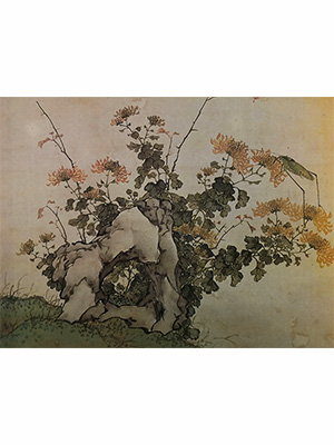 居廉 《菊花螽斯》