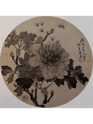 居廉 《蜜蜂牡丹》