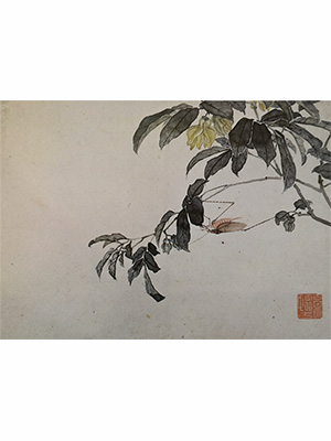 居廉 《鹰爪螽斯》