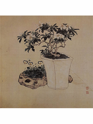 居廉 《栀子蔓茎堇菜》