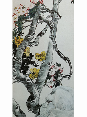 任伯年 《花荫小犬》