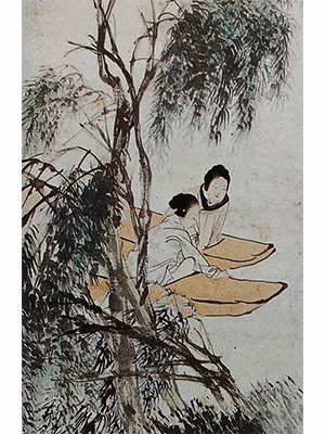 任伯年 《柳溪游艇》