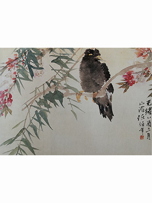 任伯年 《柳荫八哥》