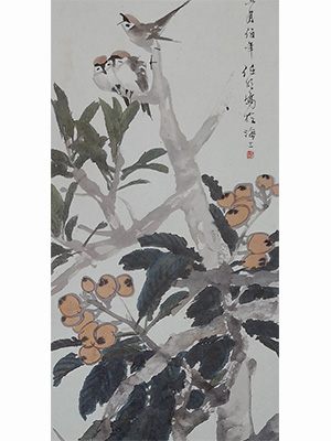 任伯年 《枇杷猫雀》
