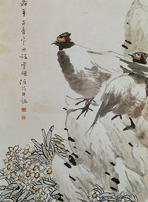 任伯年 《水仙双禽》