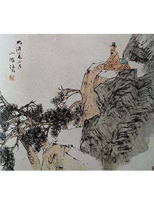 任伯年 《松崖观景》